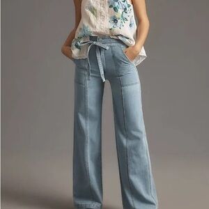 Anthropologie Hudson Tie-Waist High-Rise Wide-Leg Jeans